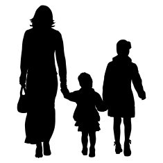 Black silhouettes Family on white background