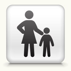 Square Button with Mother & Child