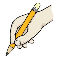 right hand and orange pencil