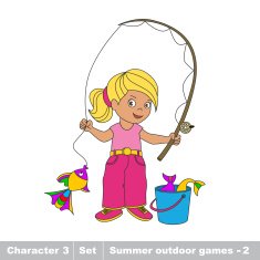 One cartoon baby fisher girl