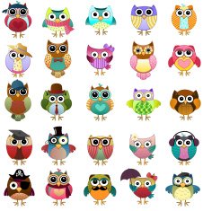Cute Owls Vector Set