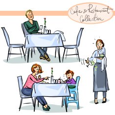 Cafe and Restaurant Collection - hand drawn scenes Set 4