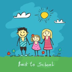 Back to school Parents are a child in happy