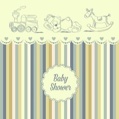 baby shower card with retro toys