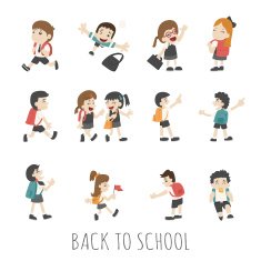 Back to school pupils in uniform