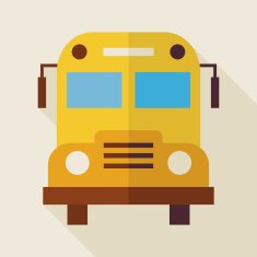 Flat School Bus Illustration with long Shadow