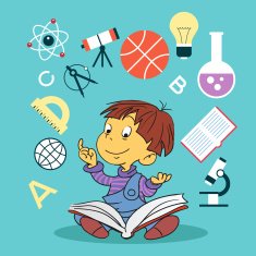 little boy reads a book