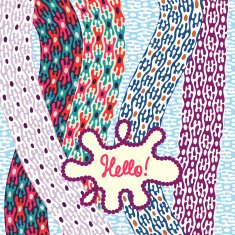Greeting card design template Hand-drawn cute colored patterns