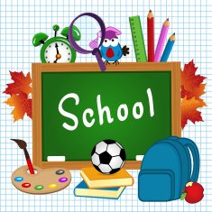 school supplies on sheet of paper