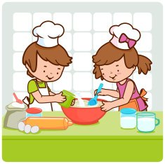 Children cooking in the kitchen