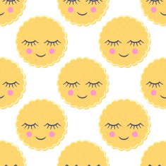 Seamless pattern with smiling cookies for kids holidays