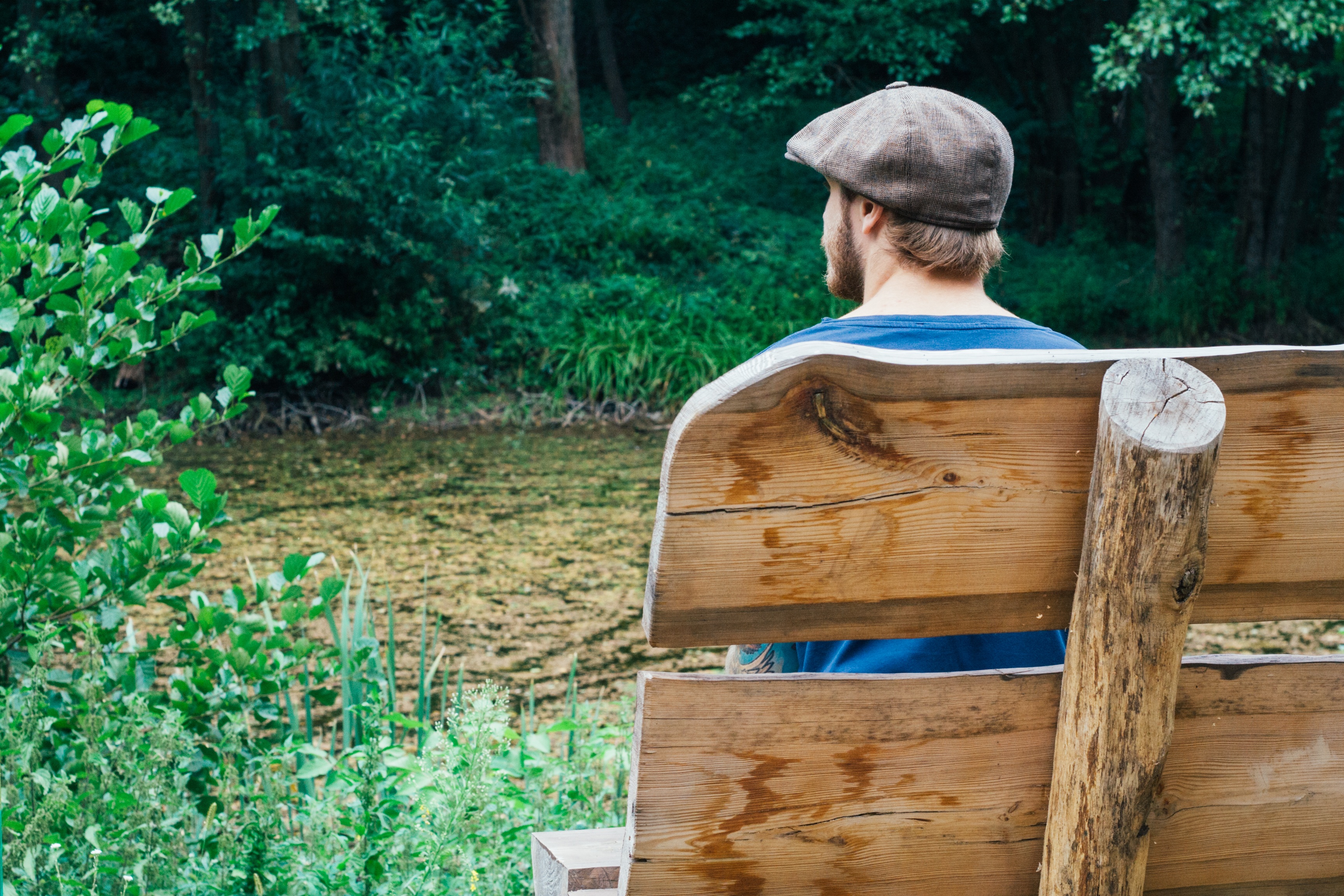 Sad man on the bench free image