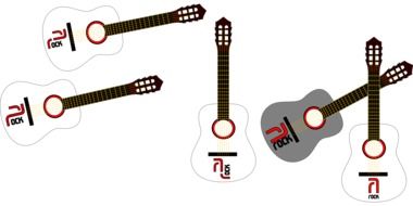 drawings of guitars on a white background