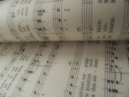 Musical book with musical notes