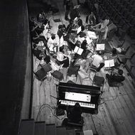 top view of orchestra in Verdi Theatre, italy, pisa