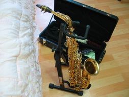 beautiful golden classic saxophone