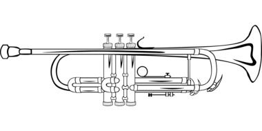 drawing of a trumpet on a white background