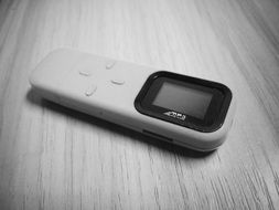 black and white photo of the old mp3 player