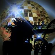 disco ball and woman dance