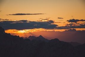 Landscape of the mountains at sunset