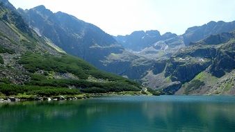 lake at the foot of the tatras in poland