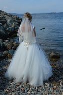 beautiful bride by the sea