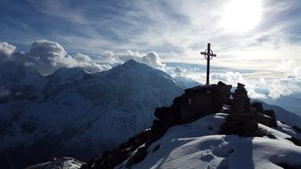 Cross on a high mountain in South Tyrol