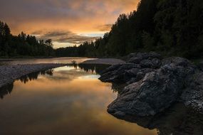 colorful sunset over Glacier National Park