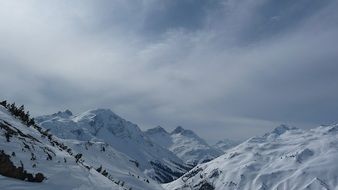 A Snow mountain and cloudy sky