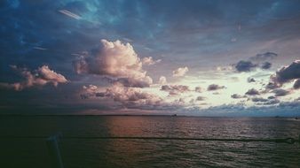 purple sunset sky over the water