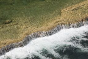 top view of scenic waterfall