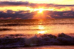 tropical fiery sky over the ocean