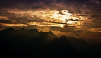 Landscape with the mountains and sunlight