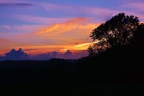 sunset clouds dark land