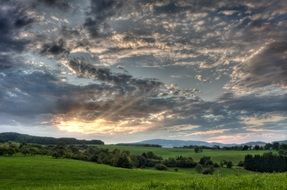 sunset over the meadow in Germany