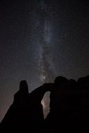 dark shadows against the background of the milky way