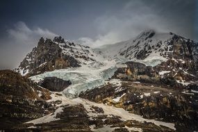 Landscape on a beautiful glacier in white snow