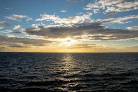 ocean and cloudy sky at sunset