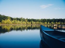 canoe on a quiet lake