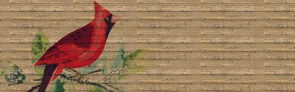 painted red bird on the banner