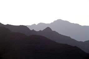 View of the mountains in the haze