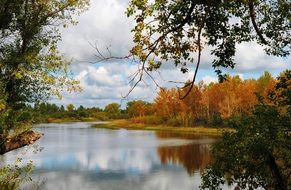 Autumn park near the lake