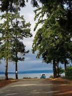 bus near the lake
