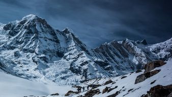 landscape of snowy mountain peaks