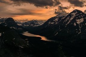 Snow alpine view mountains lake range