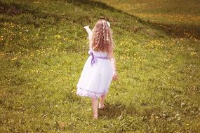 girl in a white dress on the meadow