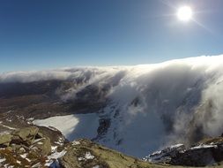 scenic panorama of rocks in the clouds