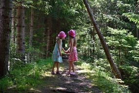 children on a forest trail