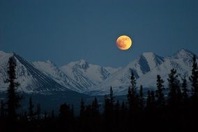 mountains night full moon landscape