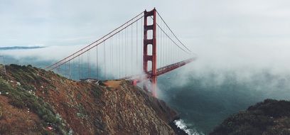 panorama of a suspension bridge in San Francisco